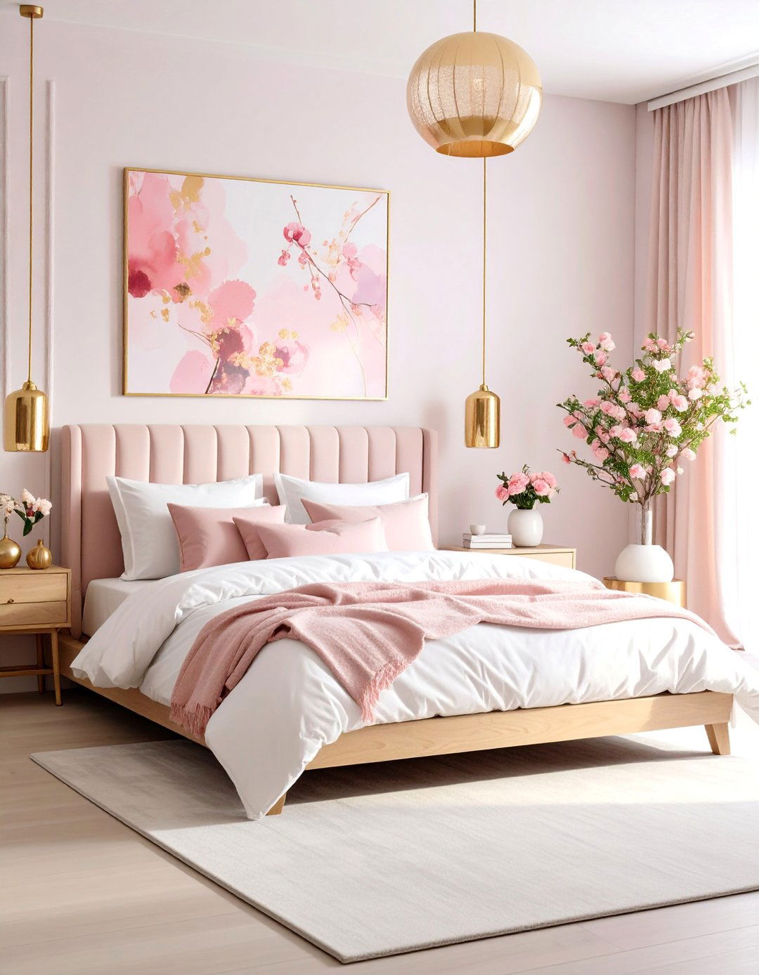 Scandinavian Minimalist Pink and Gold Bedroom - 25 Pink and Gold Bedroom Ideas