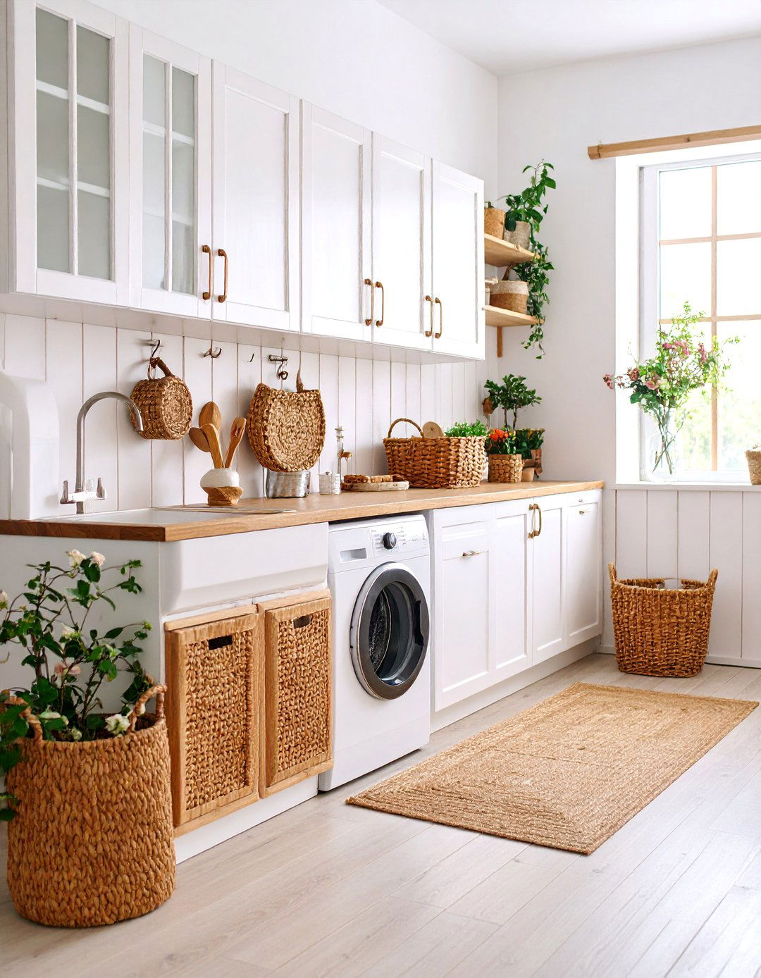 Scandinavian Minimalist Utility Room with White Cabinetry - 25 Utility Room Ideas