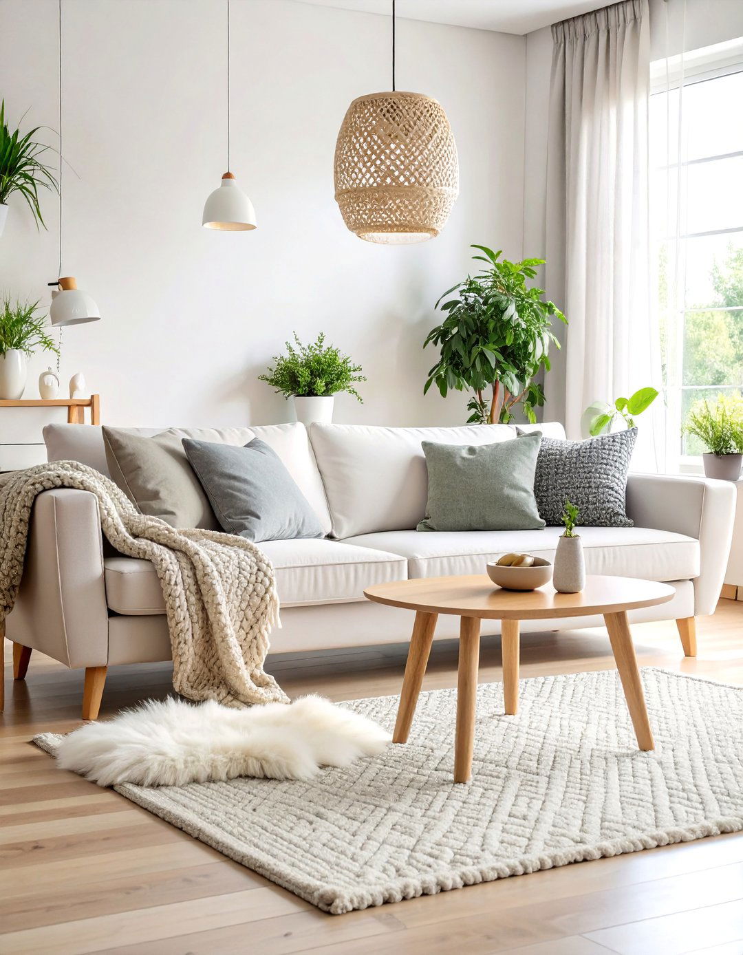 Scandinavian Minimalist White Couch Sanctuary - 25 White Couch Living Room Ideas