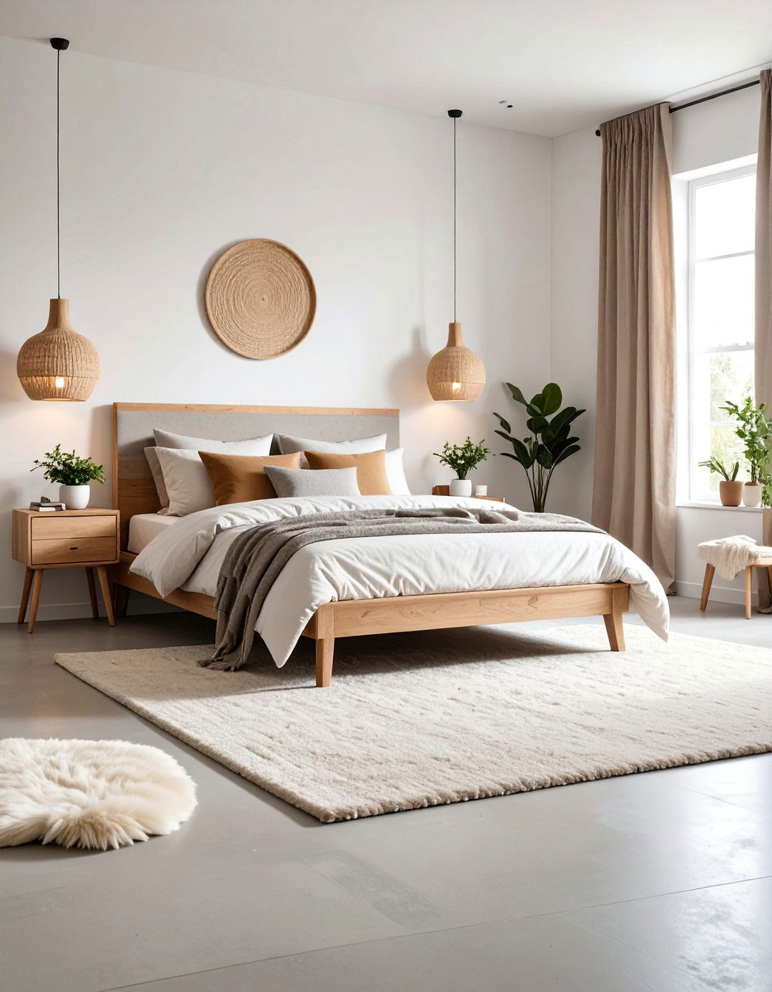 Scandinavian Minimalist with Light Gray Stain - 25 Concrete Floor Bedroom Ideas