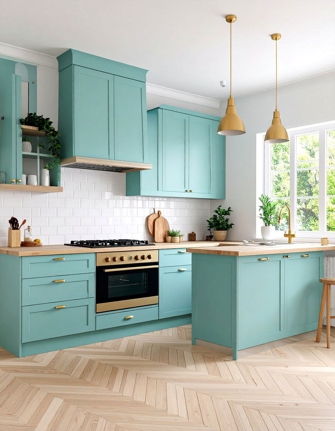 Scandinavian Mint Kitchen with Natural Wood Elements - 25 Mint Kitchen Decor Ideas