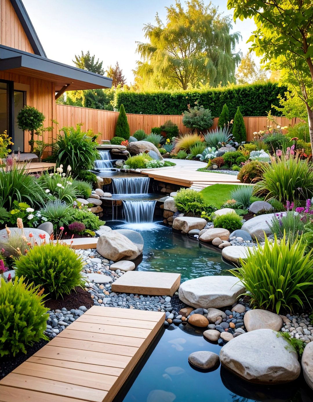 Scandinavian Modern Waterfall Feature - 25 Pondless Waterfall Ideas