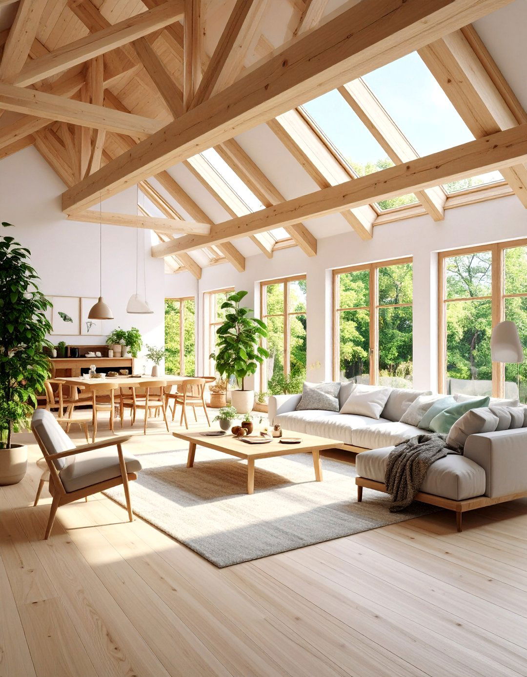 Scandinavian Modern with Blonde Wood Beam Simplicity - 25 Vaulted Ceiling With Beams