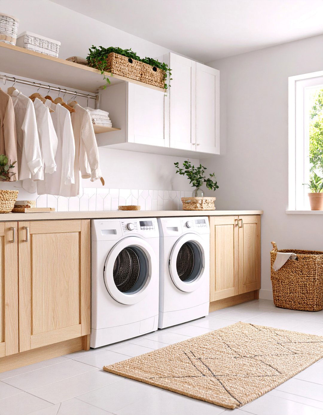 Scandinavian Mudroom Laundry Room with Light Wood Elements - 25 Mudroom Laundry Room Ideas