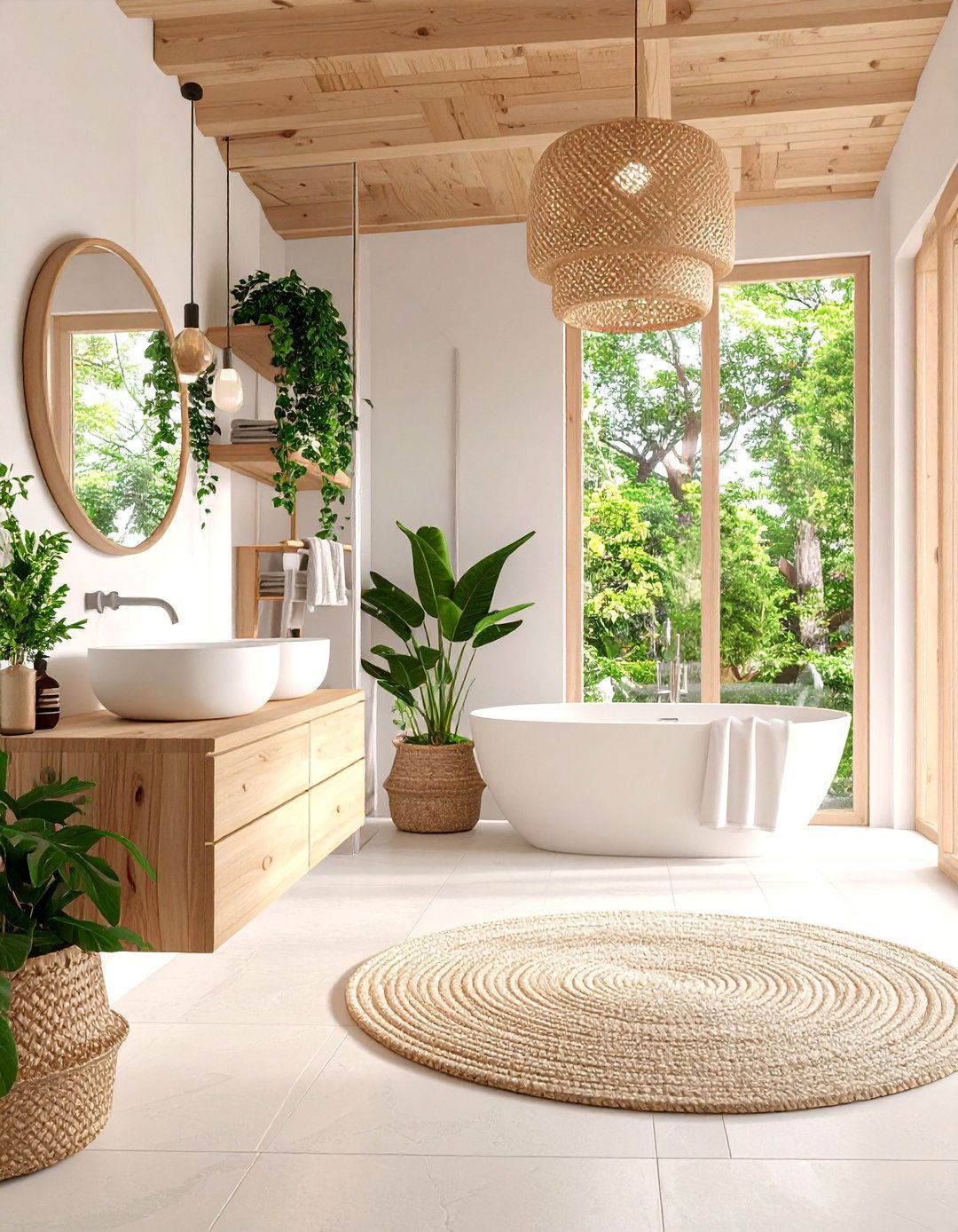 Scandinavian Natural Bathroom with White Oak Accents - 25 Natural Bathroom Ideas