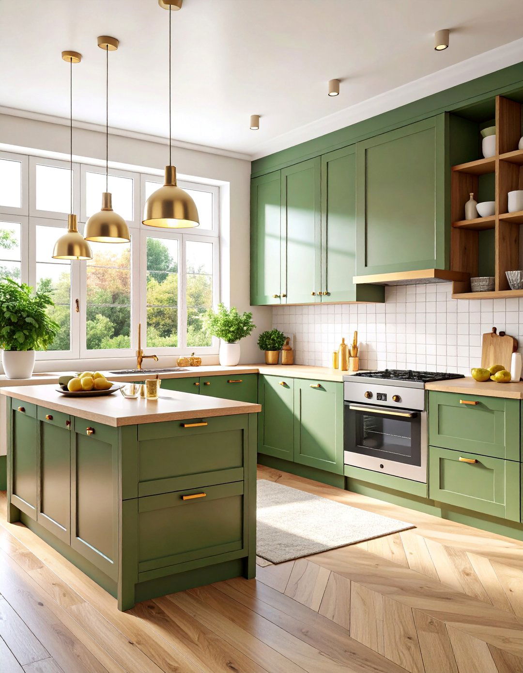 Scandinavian Olive Green Kitchen with Light Wood Accents - 25 Olive Green Kitchens