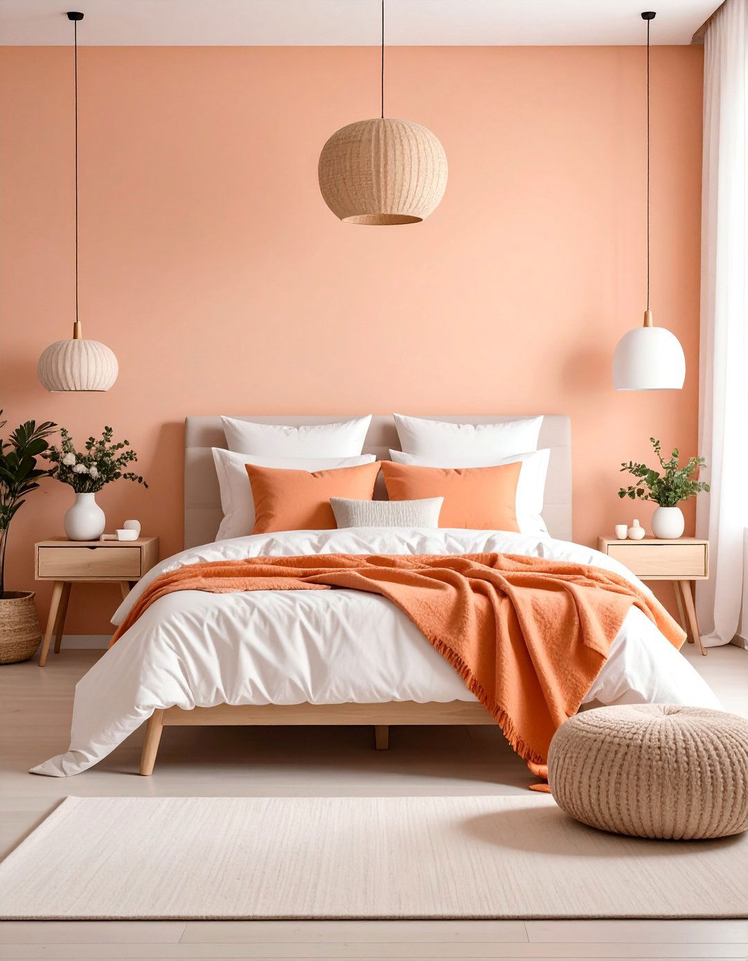 Scandinavian Peach Bedroom with Natural Light - 25 Peach Bedroom Ideas