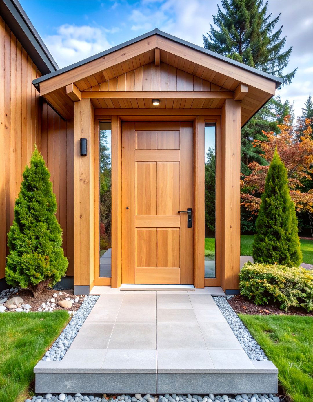 Scandinavian Pine Door with Light Ash Stain - 25 Stained Front Door Ideas