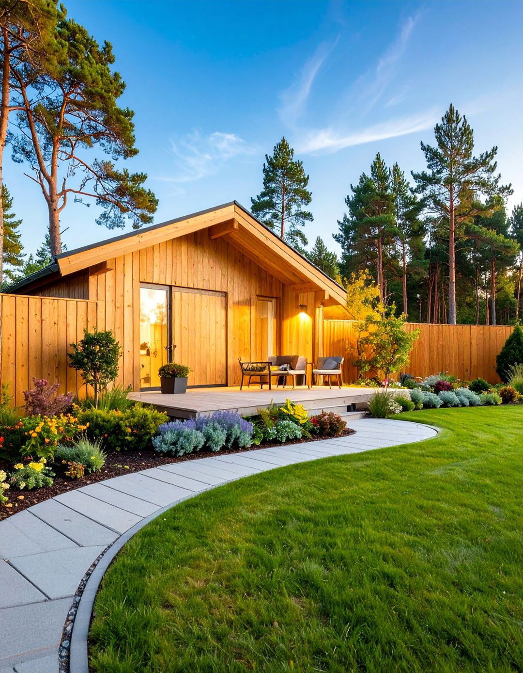 Scandinavian Pine Natural Design with Simple Plantings - 25 Raised Garden Bed Along Fence Ideas