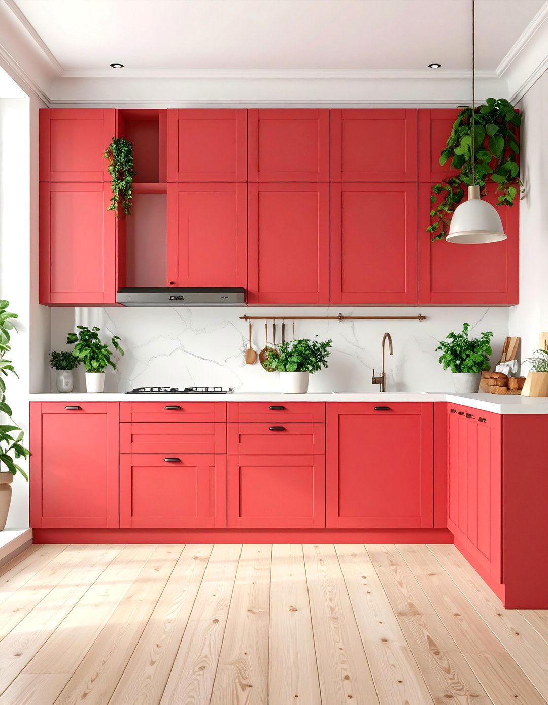 Scandinavian Red Cabinet Kitchen - 25 Red Kitchens
