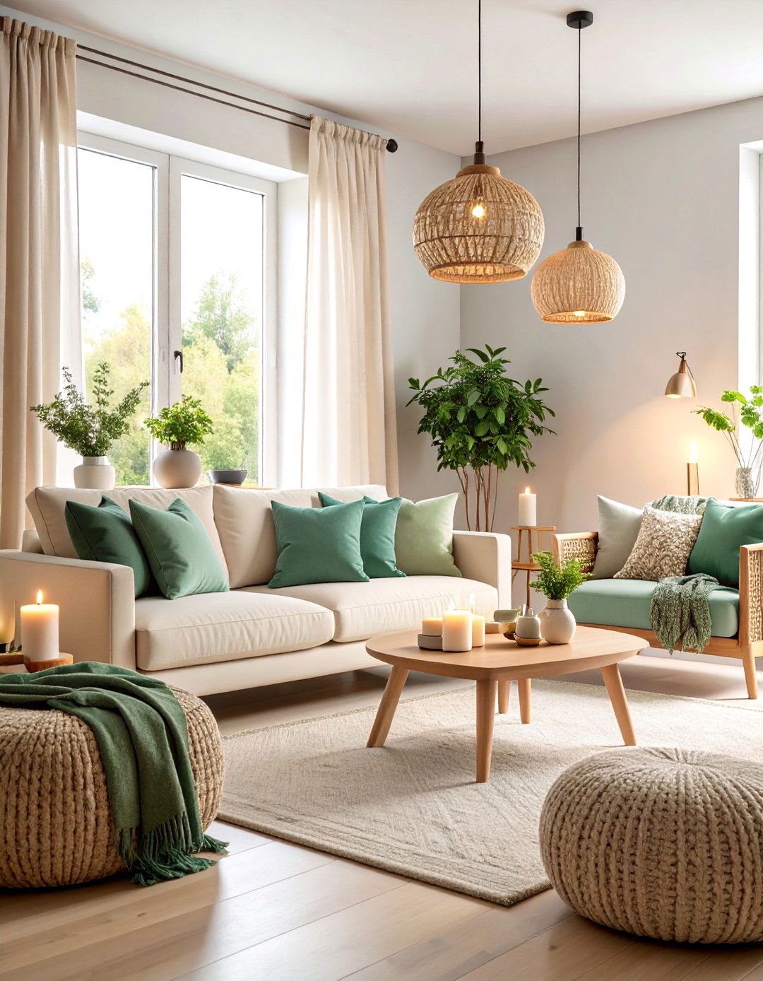 Scandinavian Sage Green and Cream Living Room - 25 sage green and cream living room ideas