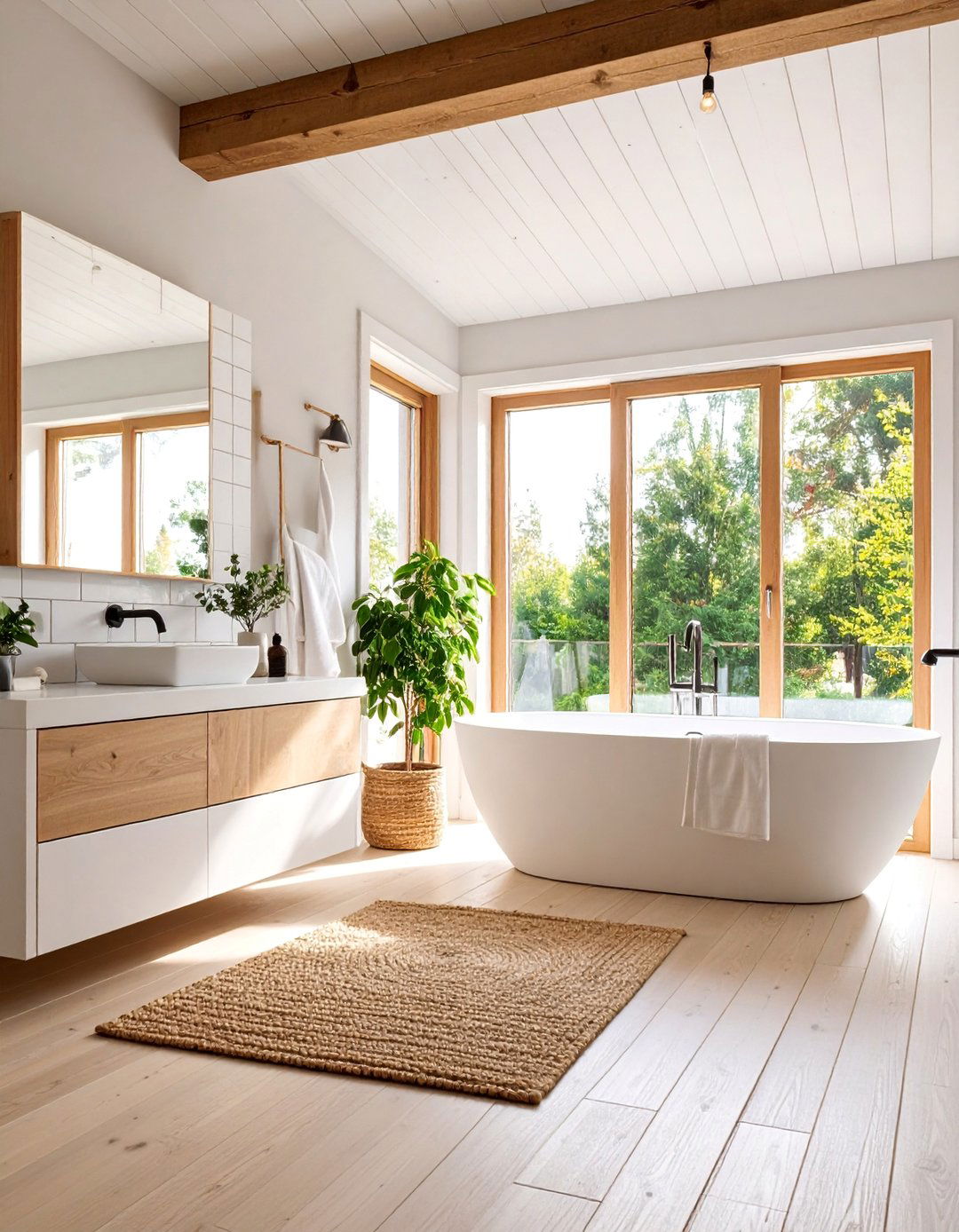 Scandinavian Serenity Barndominium Bathroom with Light Woods - 25 Barndominium Bathroom Ideas