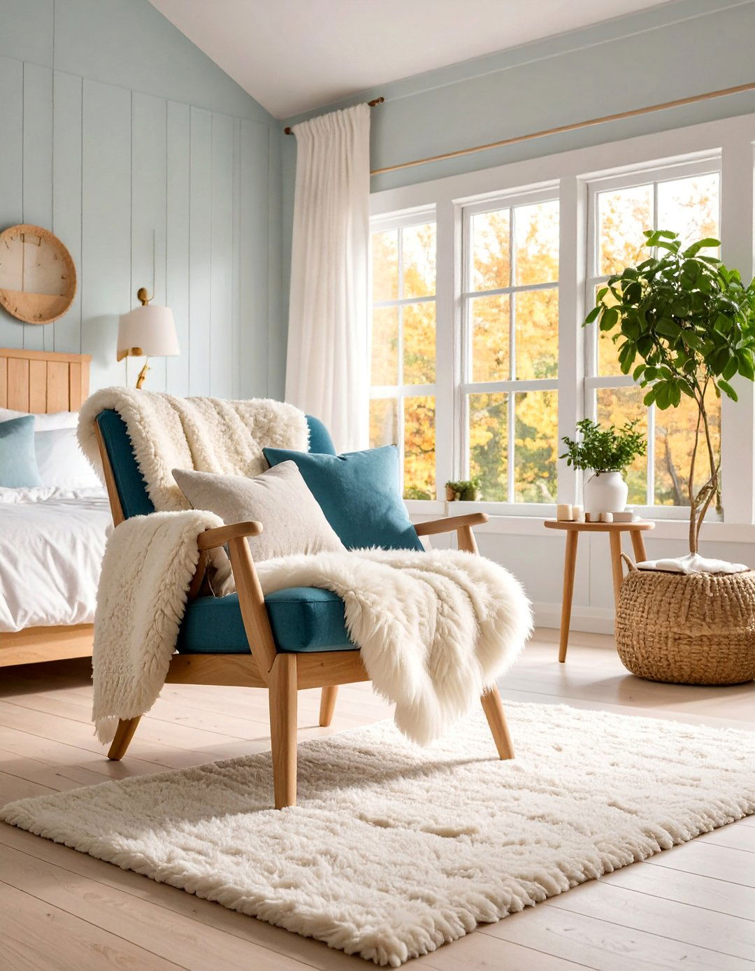 Scandinavian Sheepskin Chair - 25 Bedroom Chair Ideas