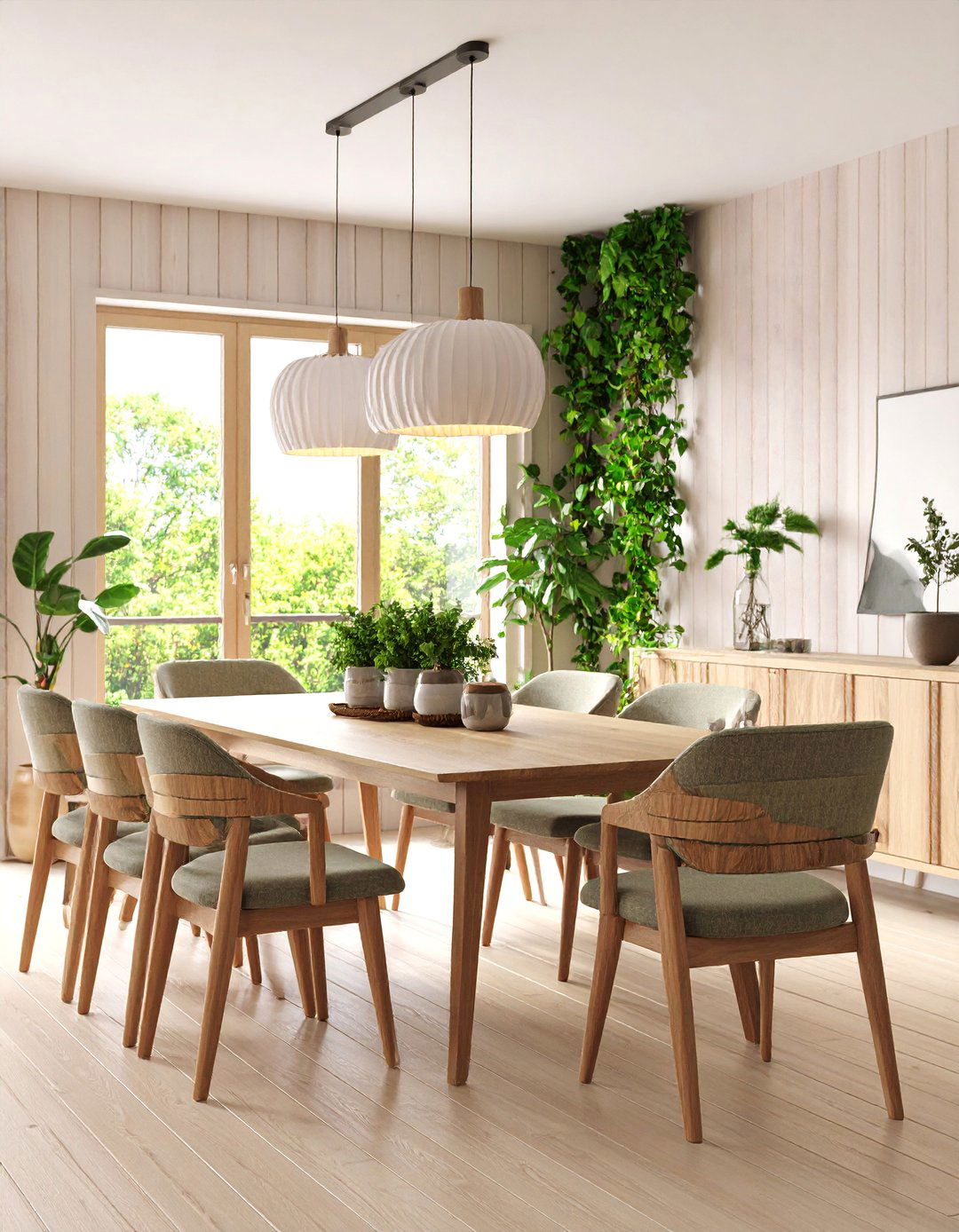 Scandinavian Shiplap Dining Room with Light Wood - 25 Shiplap Dining Room Wall Ideas
