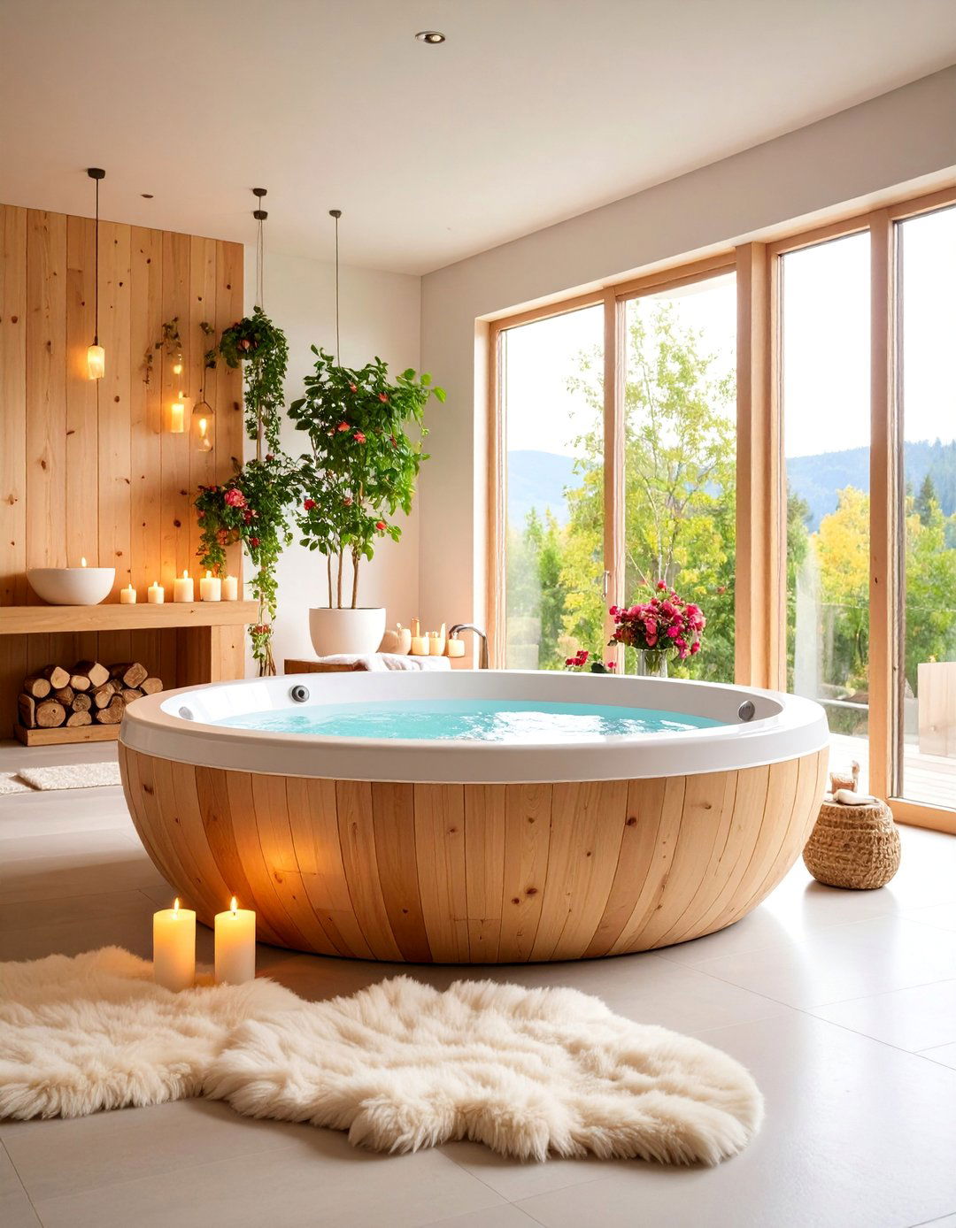 Scandinavian Spa Room with Natural Woods - 25 Spa Room Ideas