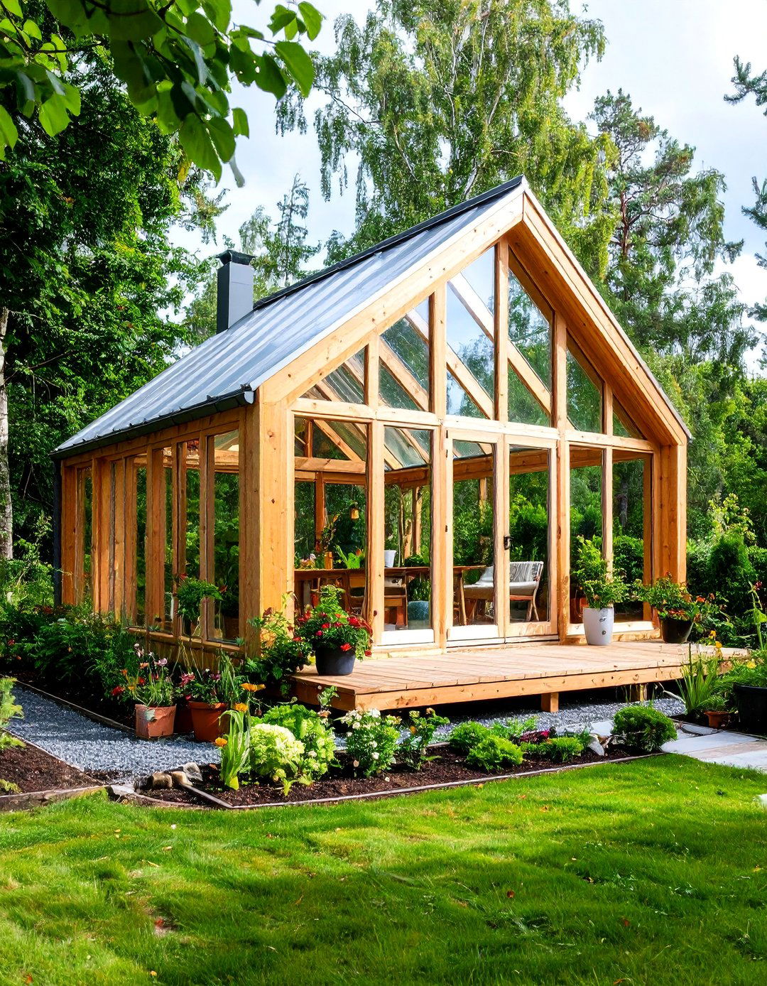 Scandinavian Style Cedar Greenhouse - 25 Greenhouse and Shed Combo Ideas
