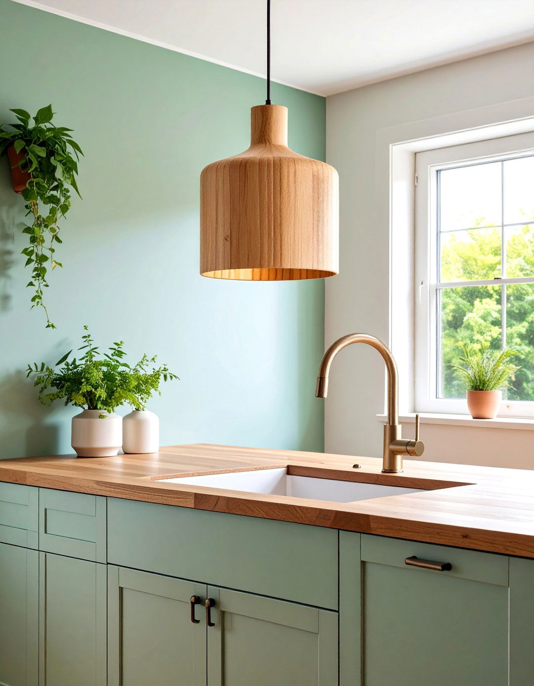 Scandinavian Style Natural Wood Pendant Lights - 25 Kitchen Sink Lighting Ideas