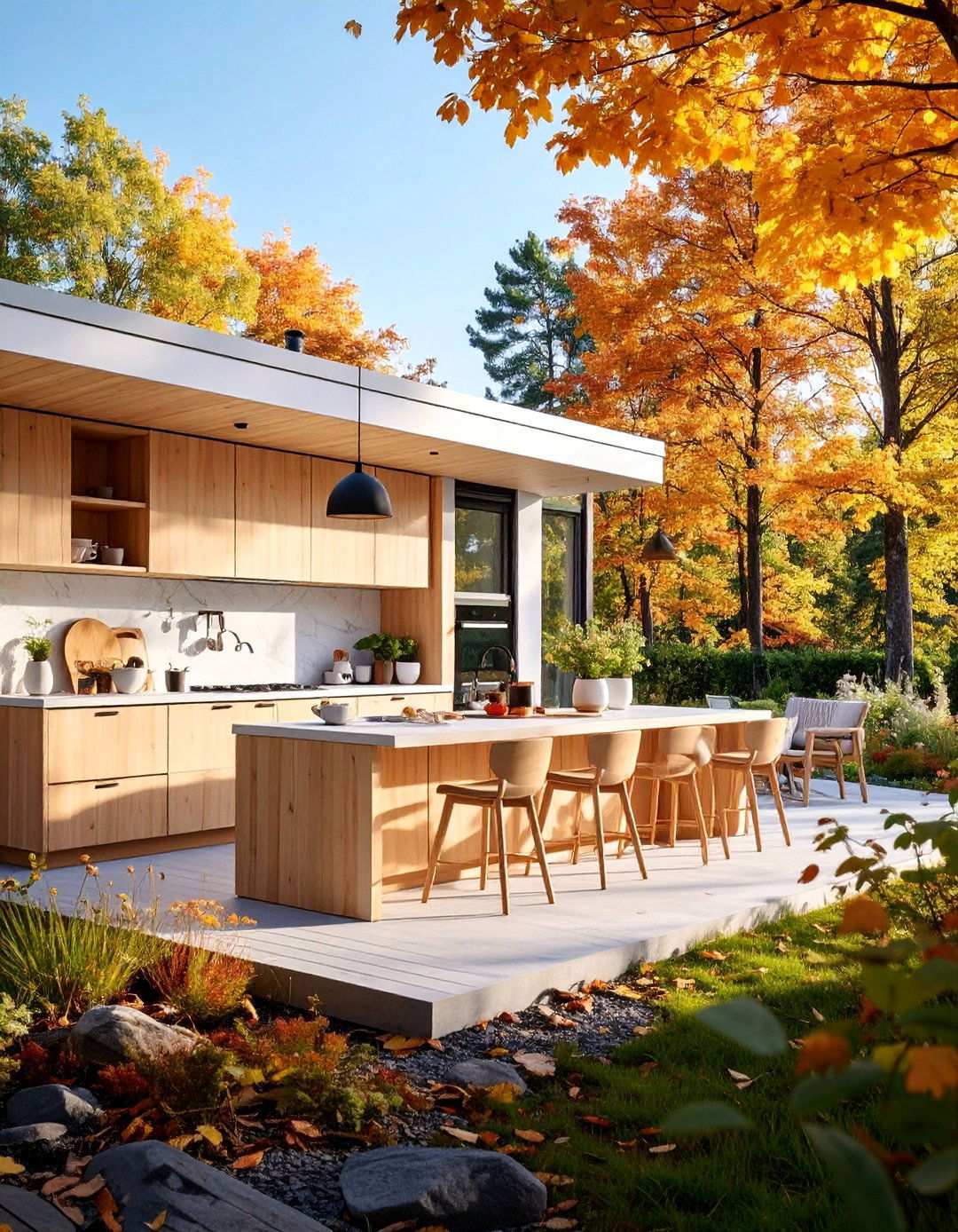 Scandinavian Style Summer Kitchen with Light Wood Finishes - 25 Summer Kitchen Ideas