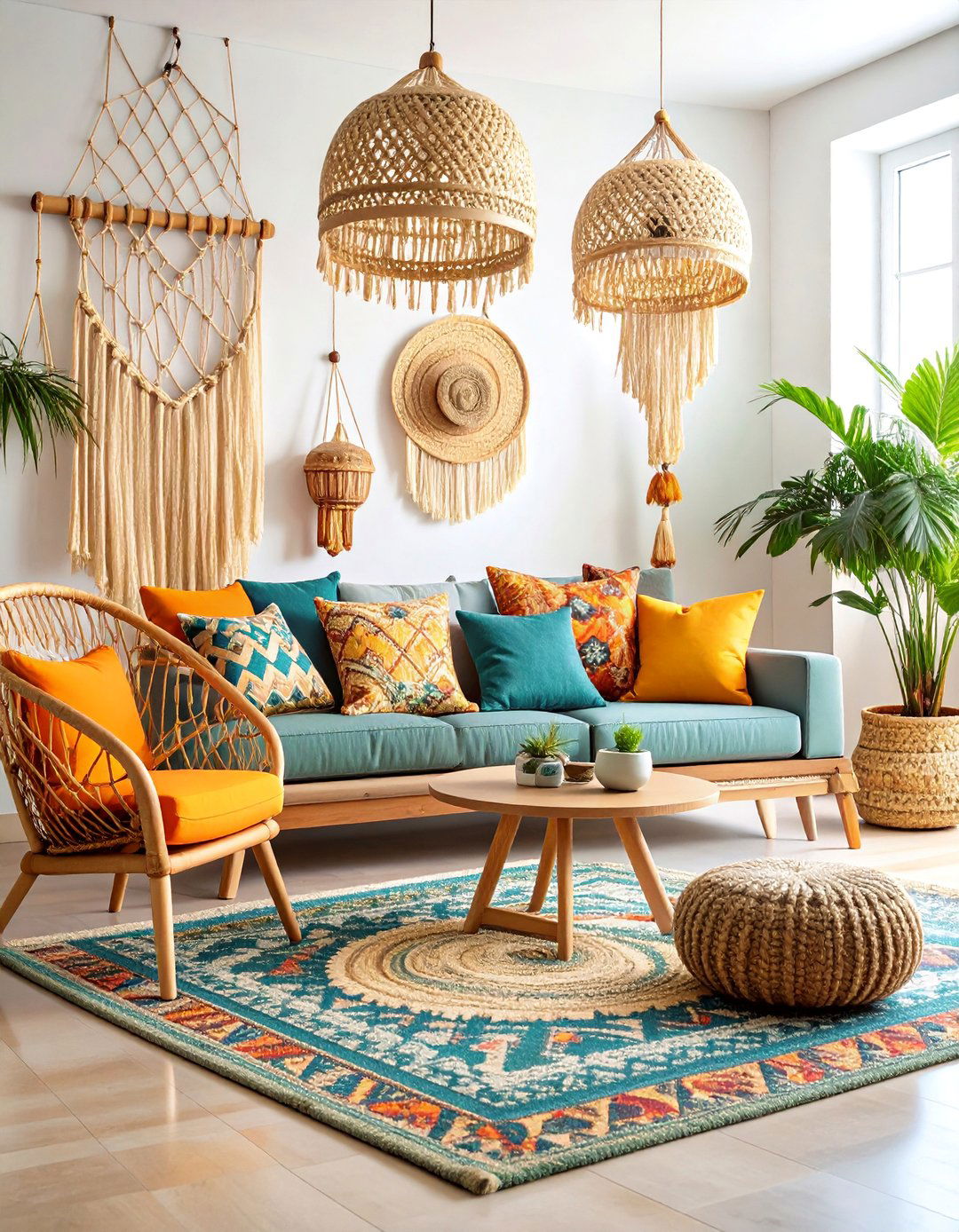 Scandinavian Textile Showcase with Woven Elements - 25 Scandinavian Living Room Ideas