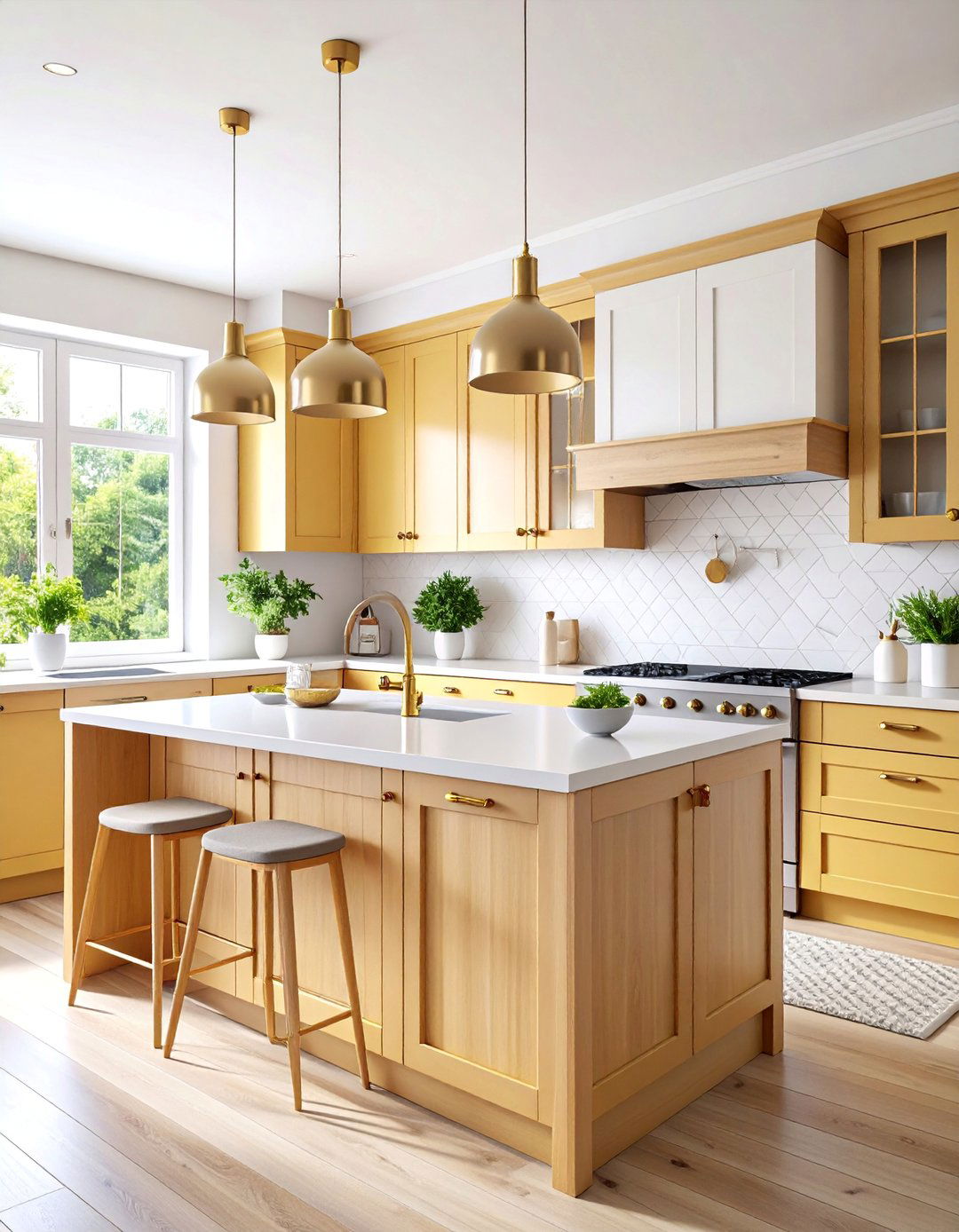 Scandinavian U Shaped Kitchen with Light Wood Elements - 25 U Shaped Kitchen Ideas