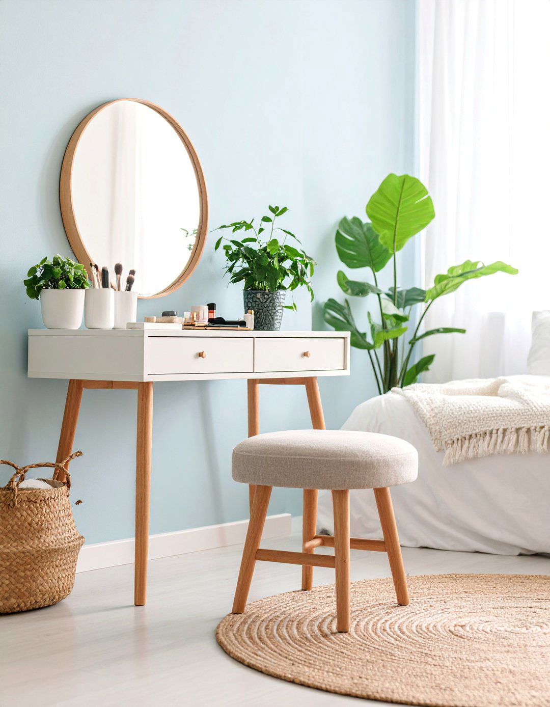 Scandinavian Vanity with Light Wood Finishes - 25 Makeup Vanity Ideas