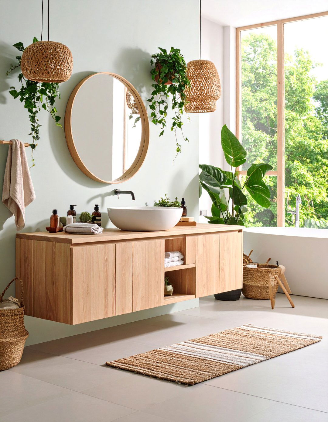 Scandinavian White Oak Floating Vanity with Clean Lines - 25 Floating Vanity Bathroom Ideas