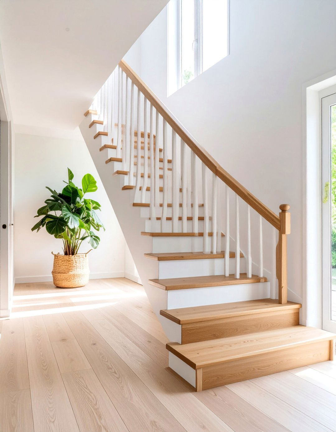 Scandinavian White Oak Staircase with Natural Finish - 25 White Oak Staircase Ideas