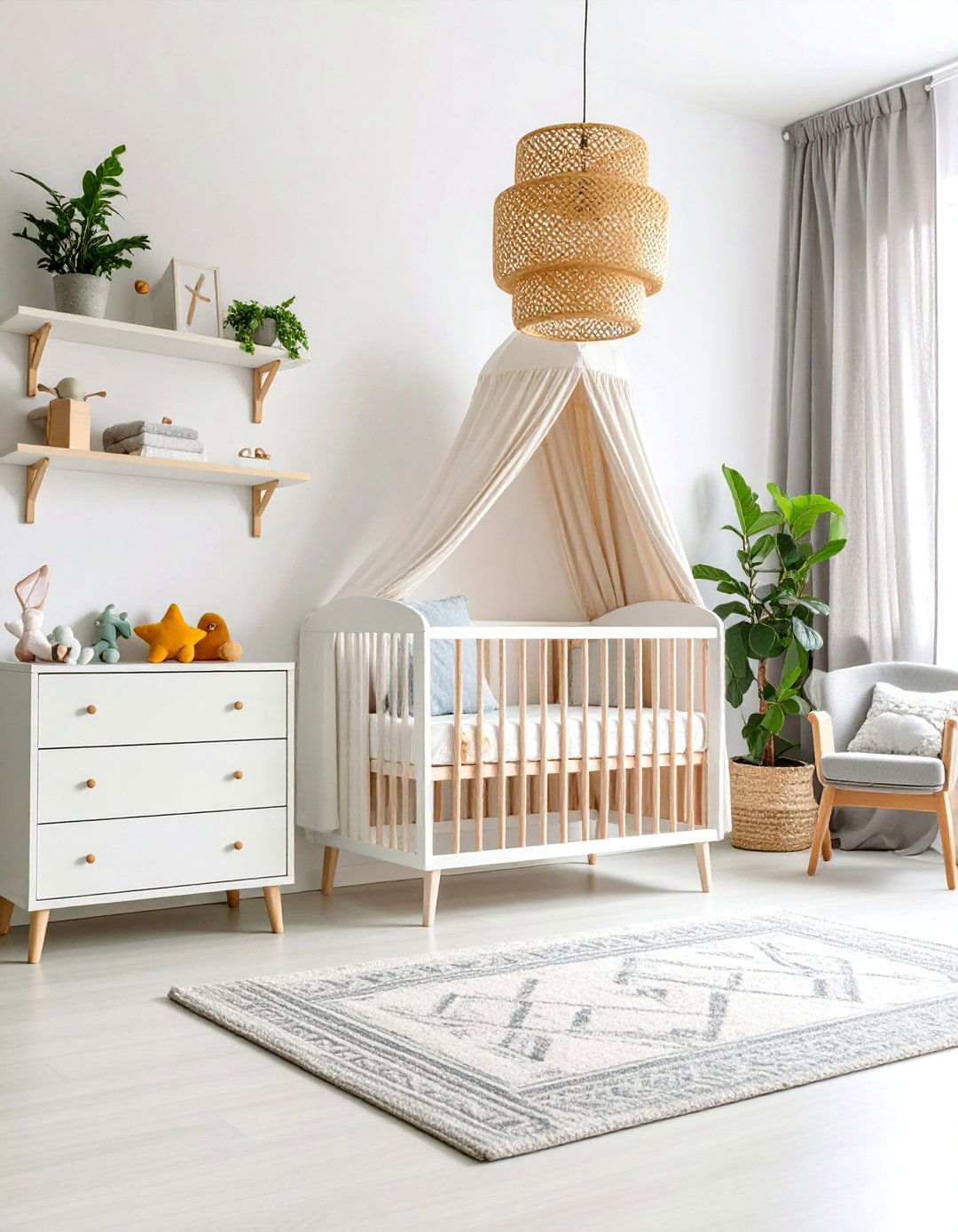 Scandinavian White and Wood Nursery - 25 Minimalist Nursery Ideas