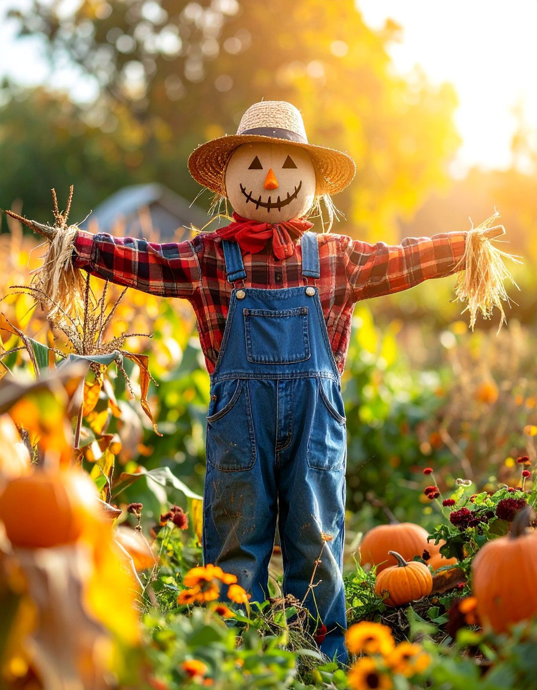 Scarecrow Garden Sentinel - 25 fall outdoor decorating ideas