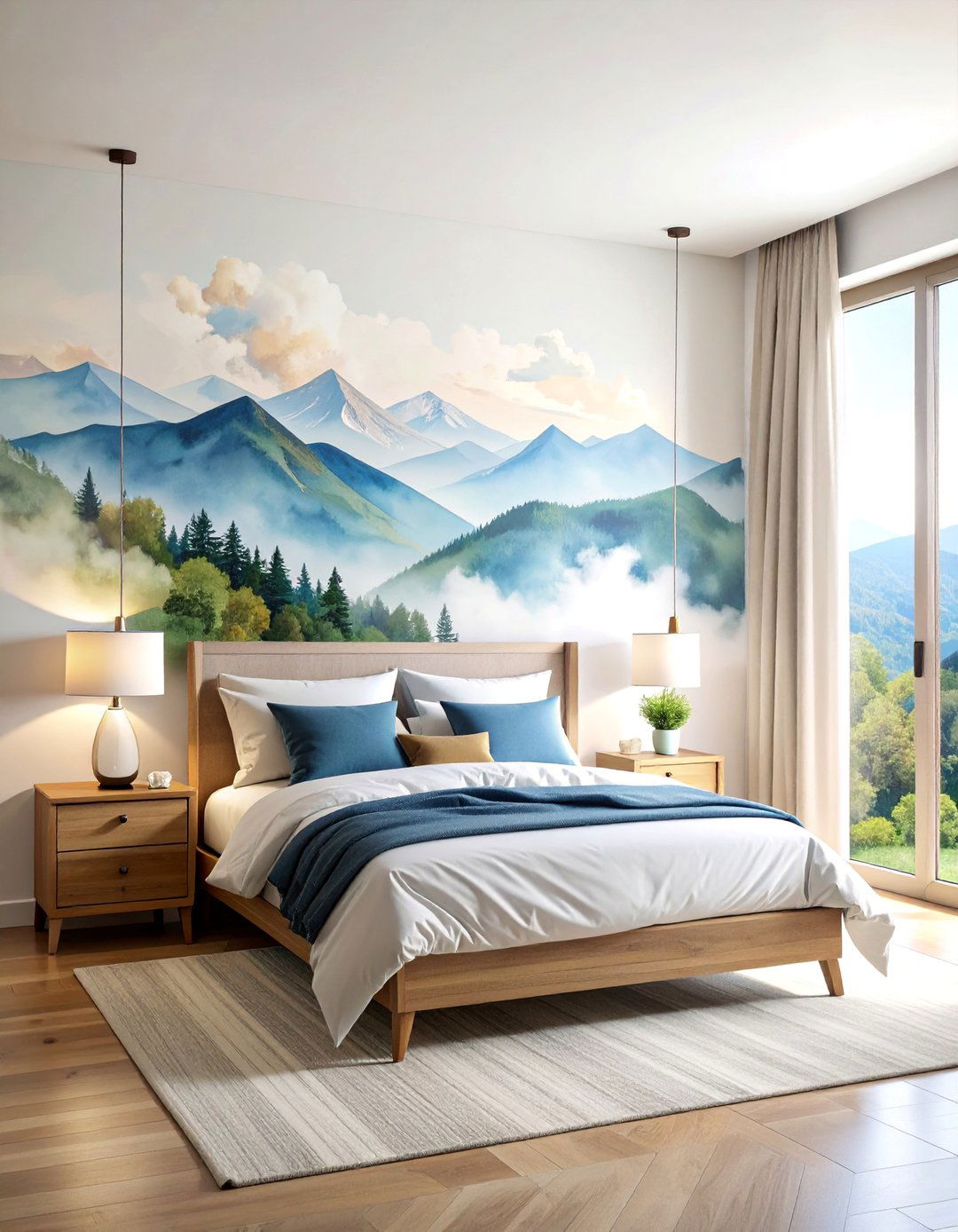 Scenic Mountain Landscape Mural - 25 Bedroom Wallpaper Ideas
