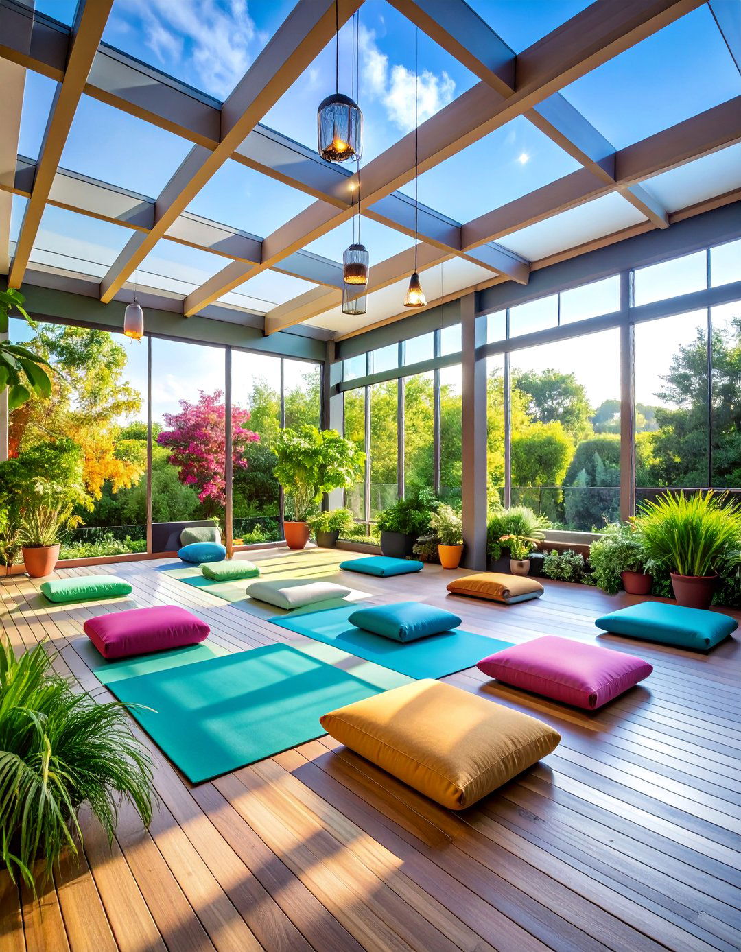 Screened Deck Yoga Studio with Meditation Space - 25 Screened-in Deck Ideas
