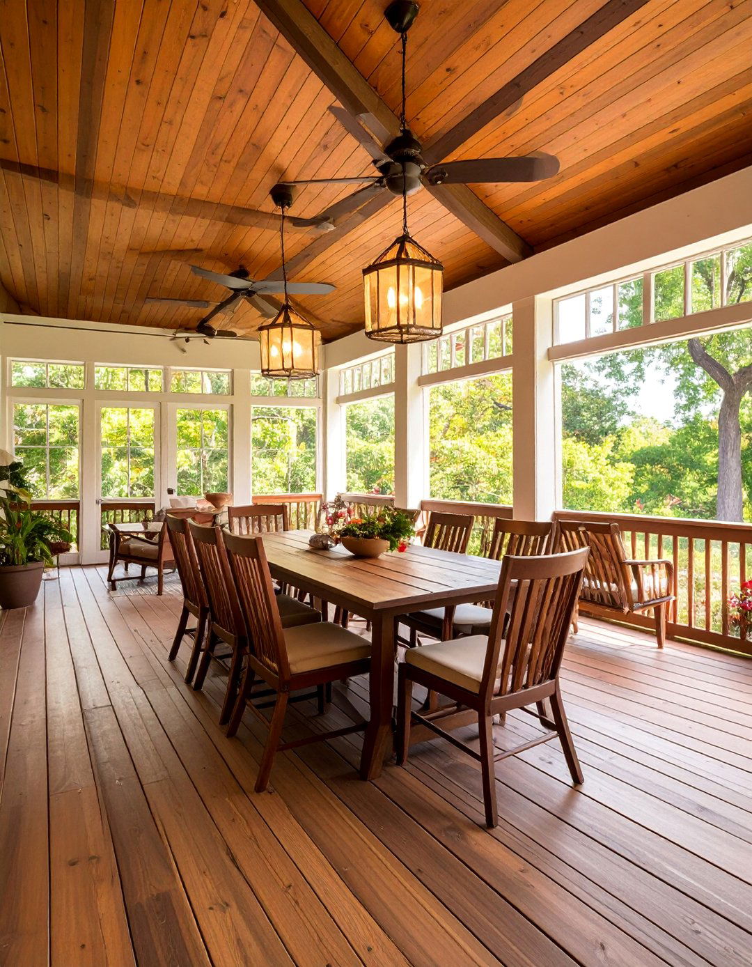 Screened In Back Porch with Dining Focus - 25 Back Porch Ideas