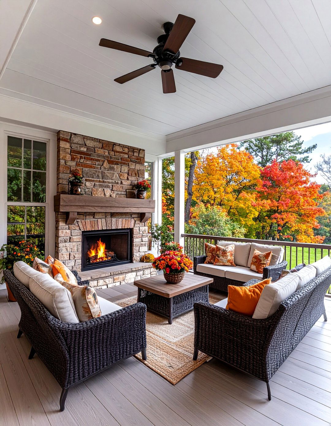 Screened In Porch with Fireplace - 25 Covered Patio Ideas