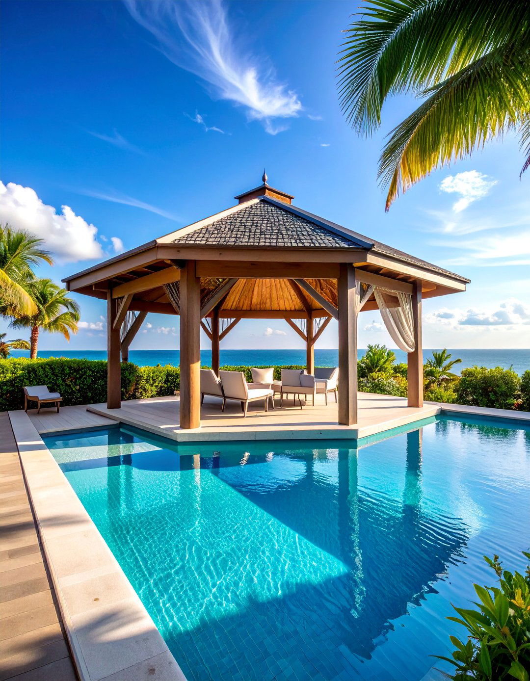 Screened Pool Gazebo with Bug Protection - 25 Pool Gazebo Ideas