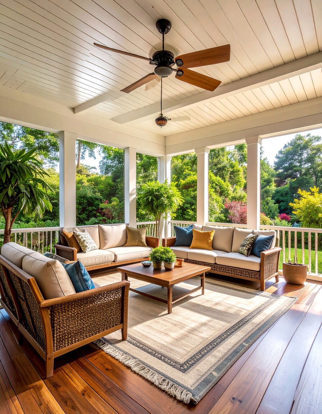 Screened Southern Porch with Comfortable Seating - 25 Southern Front Porch Ideas