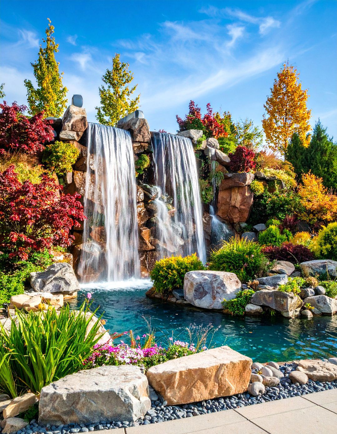 Sculptural Artistic Waterfall - 25 Pondless Waterfall Design Ideas