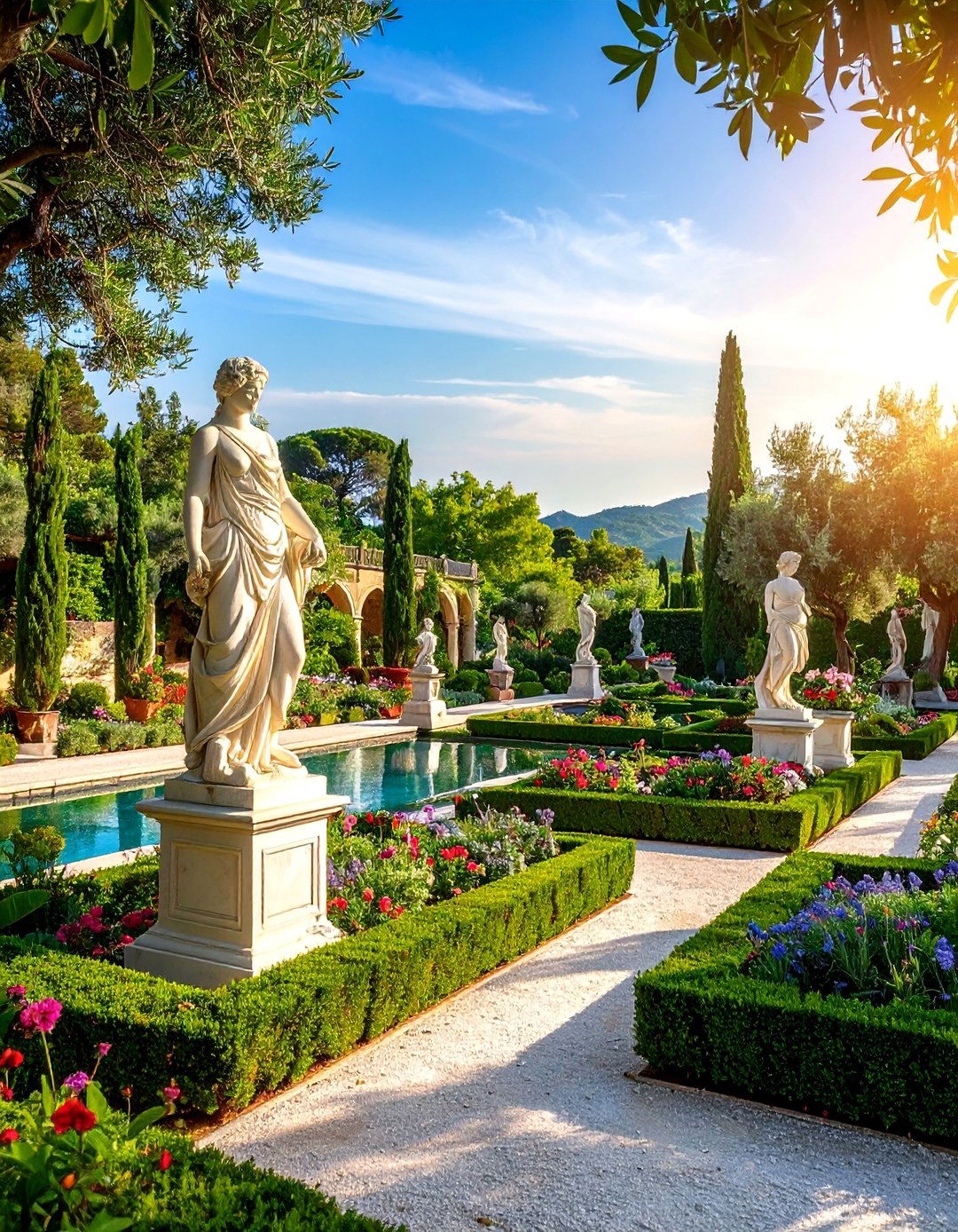 Sculptural Garden with Classical Statuary - 25 Greek Garden Ideas