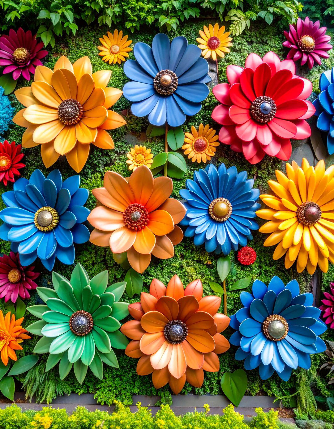 Sculptural Metal Flower Wall Art - 25 Outdoor Wall Decor Ideas
