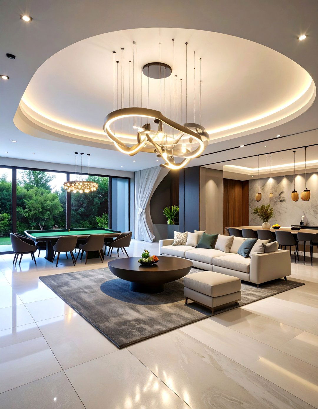 Sculptural Statement Pendant Basement Lighting - 25 Basement Lighting Ideas