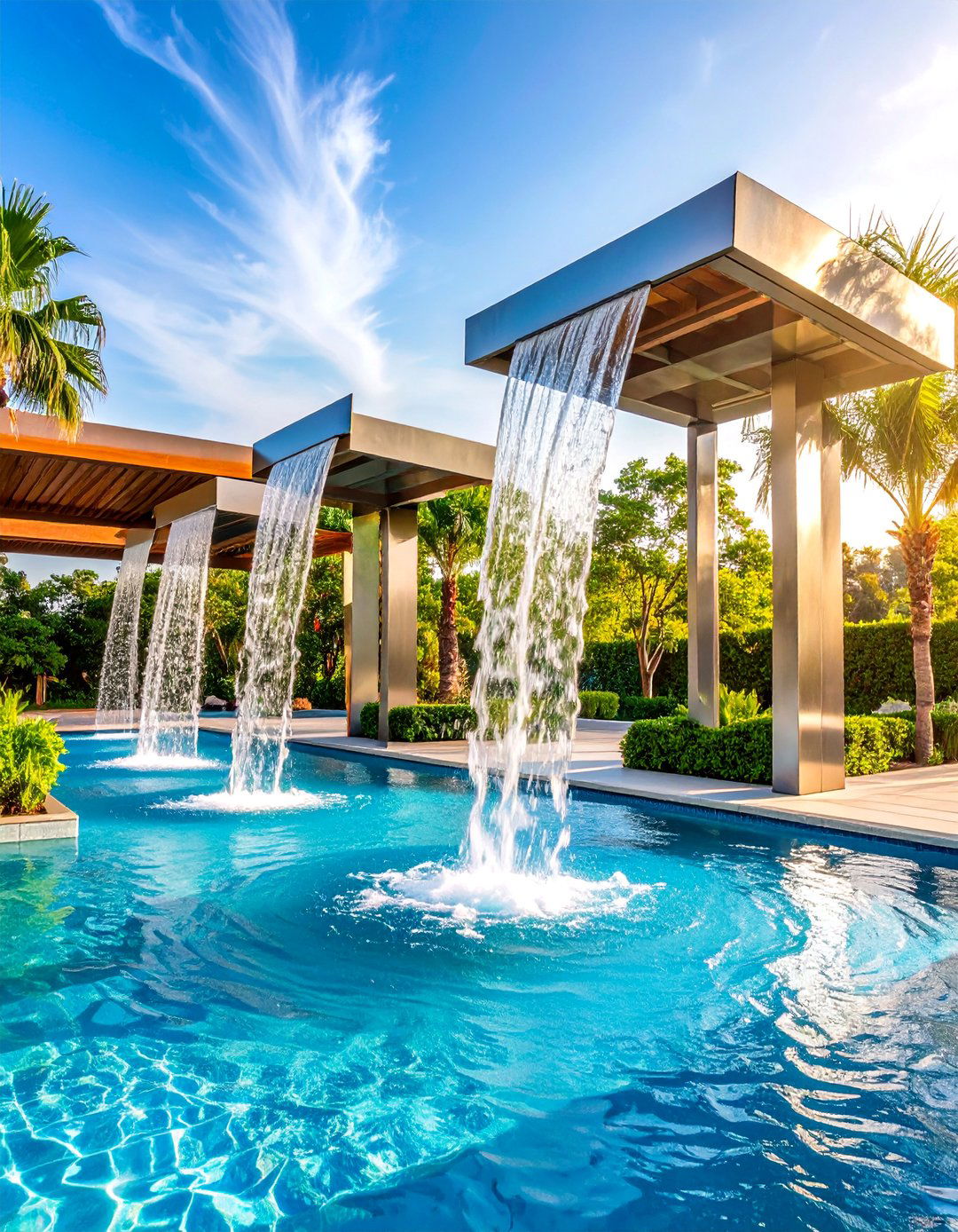 Scupper Fountain Pool Feature - 25 Pool Fountain Ideas