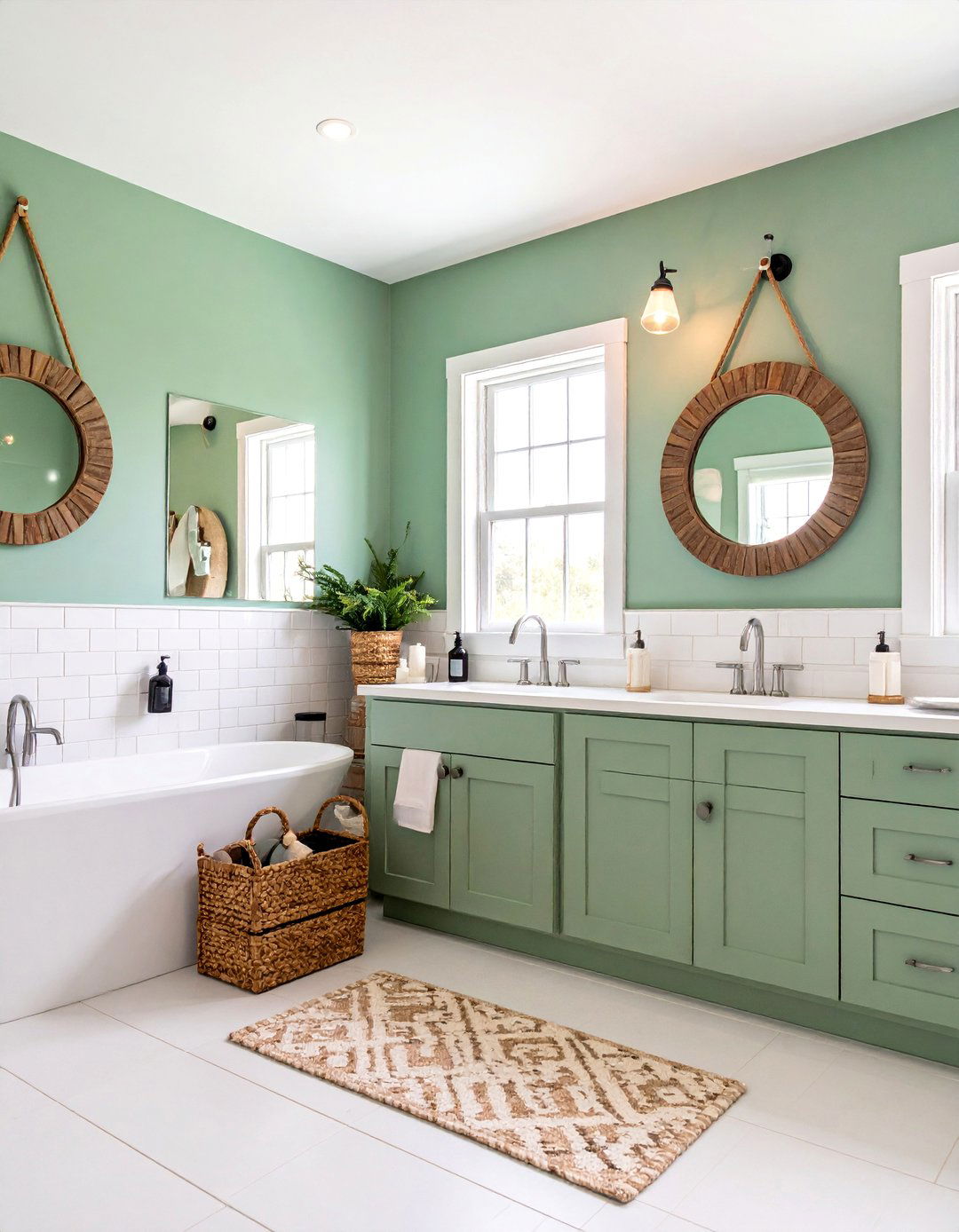 Seafoam Green Bathroom with White Subway Tiles - 25 Bathroom Color Ideas