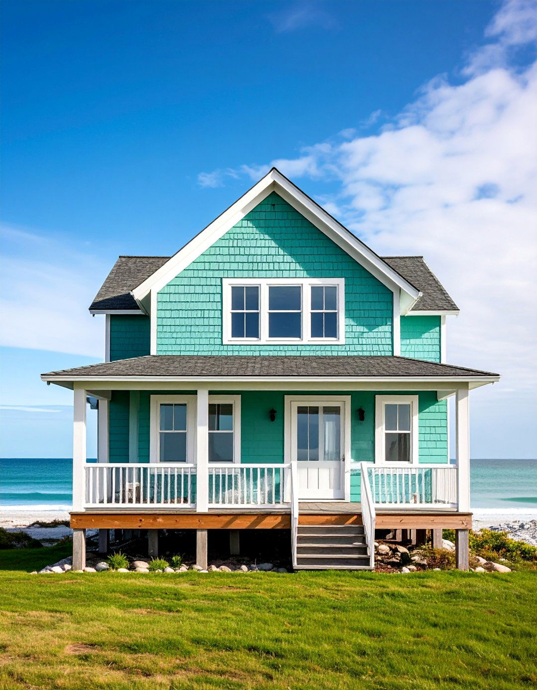 Seafoam Green Beach House - 25 Light Green House Exterior Ideas