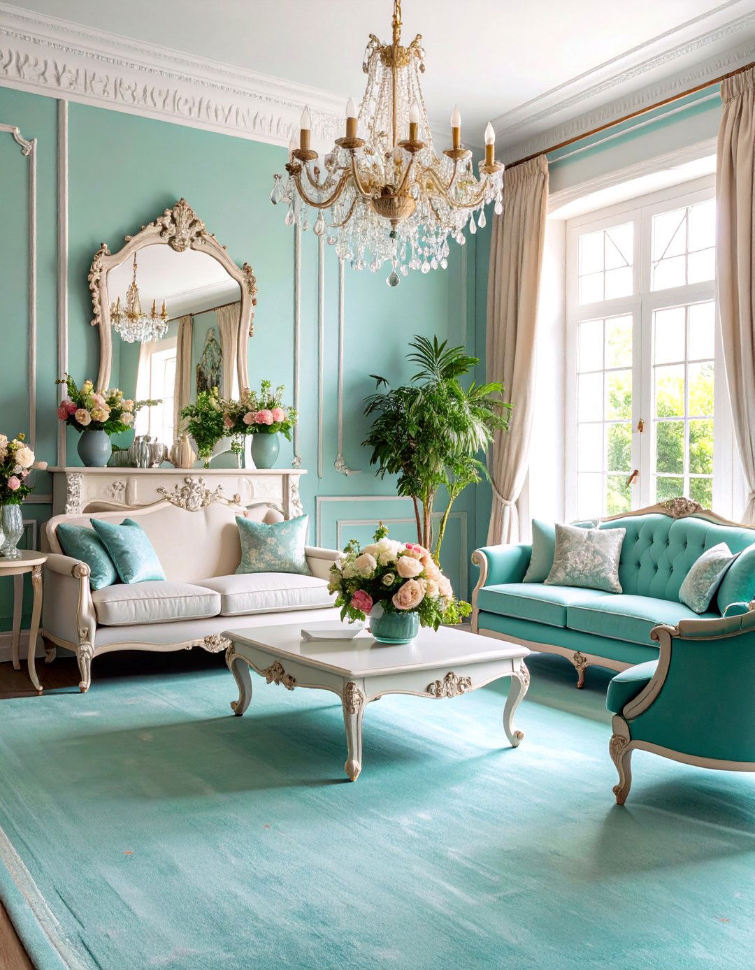 Seafoam Green Carpet Shabby Chic Romance - 25 Green Carpet Living Room Ideas