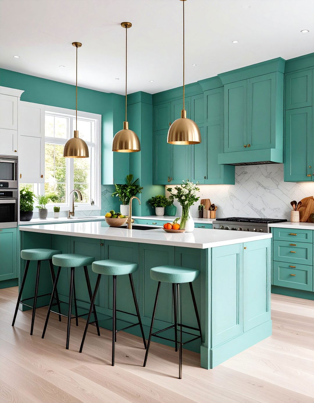 Seafoam Green Kitchen Peninsula with Seating - 25 Seafoam Green Kitchen Ideas