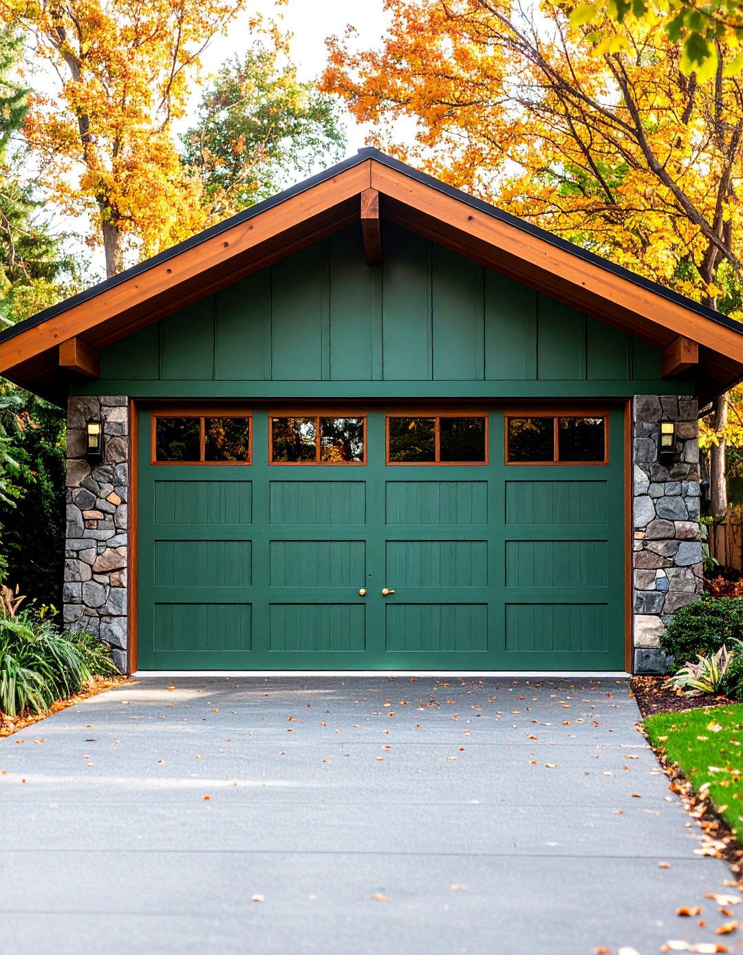 Seafoam Green Mid Century Modern with Geometric Patterns - 25 Green Garage Door Ideas