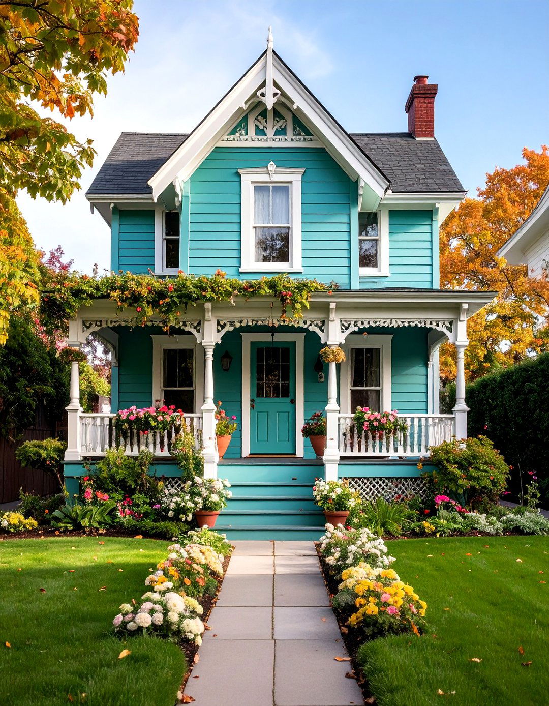 Seafoam Green Queen Anne Victorian - 25 Light Green House Exterior Ideas