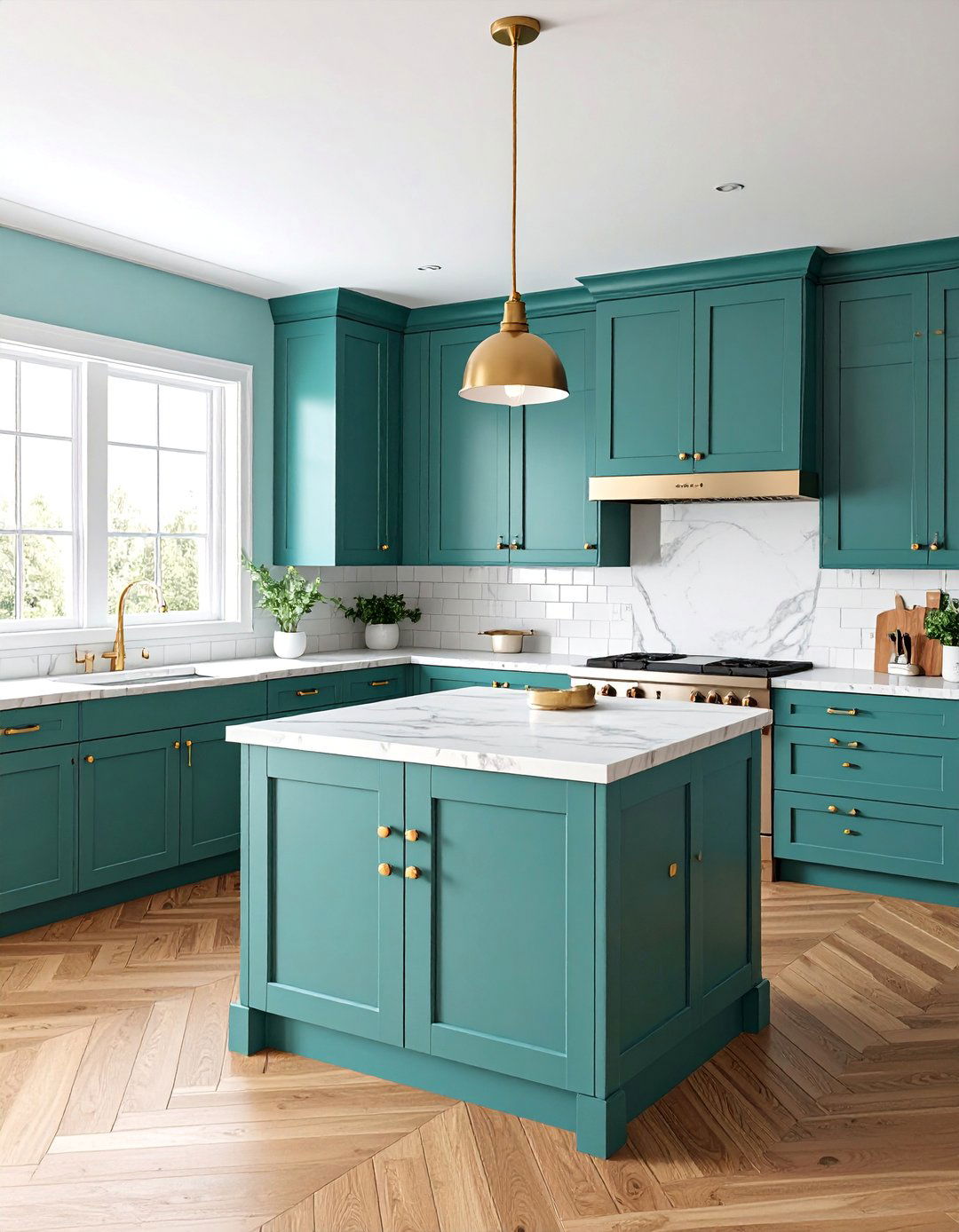 Seafoam Green Shaker Cabinets with Marble Countertops - 25 Seafoam Green Kitchen Ideas