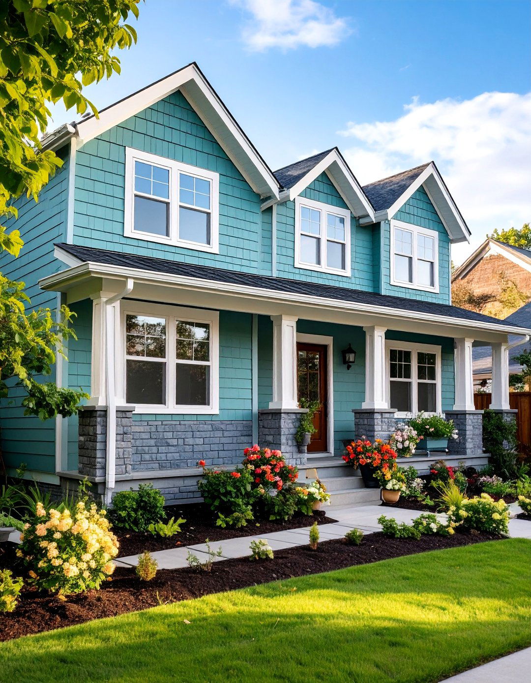 Seafoam Green Vinyl with Weathered Gray Brick Coastal Contemporary - 25 Vinyl Siding and Brick Combinations