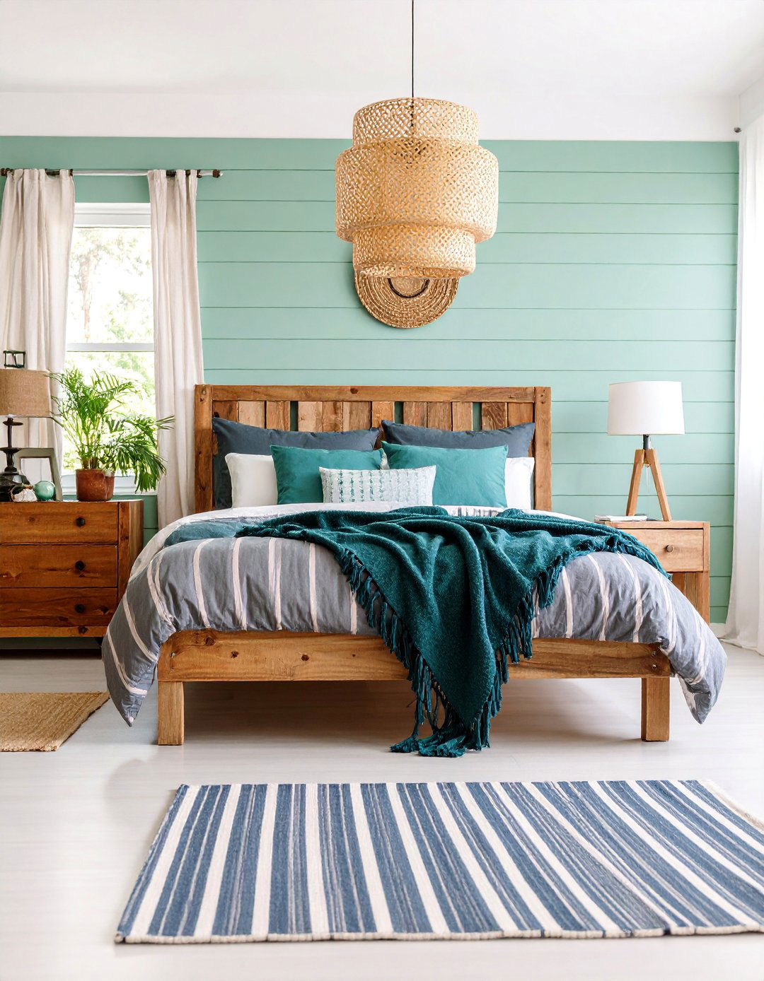 Seafoam Green and Storm Grey Nautical Bedroom - 25 Green and Grey Bedroom Ideas