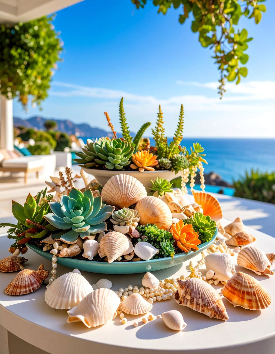 Seashell Beach Themed Display - 25 Outdoor Succulent Container Ideas